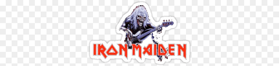 Logo And Eddiequot Stickers By Holydio Iron Maiden On White Shirt, Guitar, Musical Instrument, Concert, Crowd Free Png