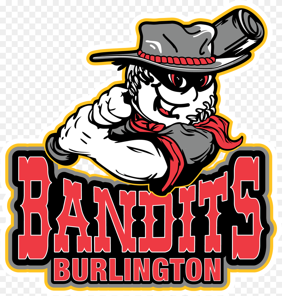 Logo Bandits Transparent Cartoon Burlington Bandits Logo, Hat, Clothing, Publication, Comics Free Png