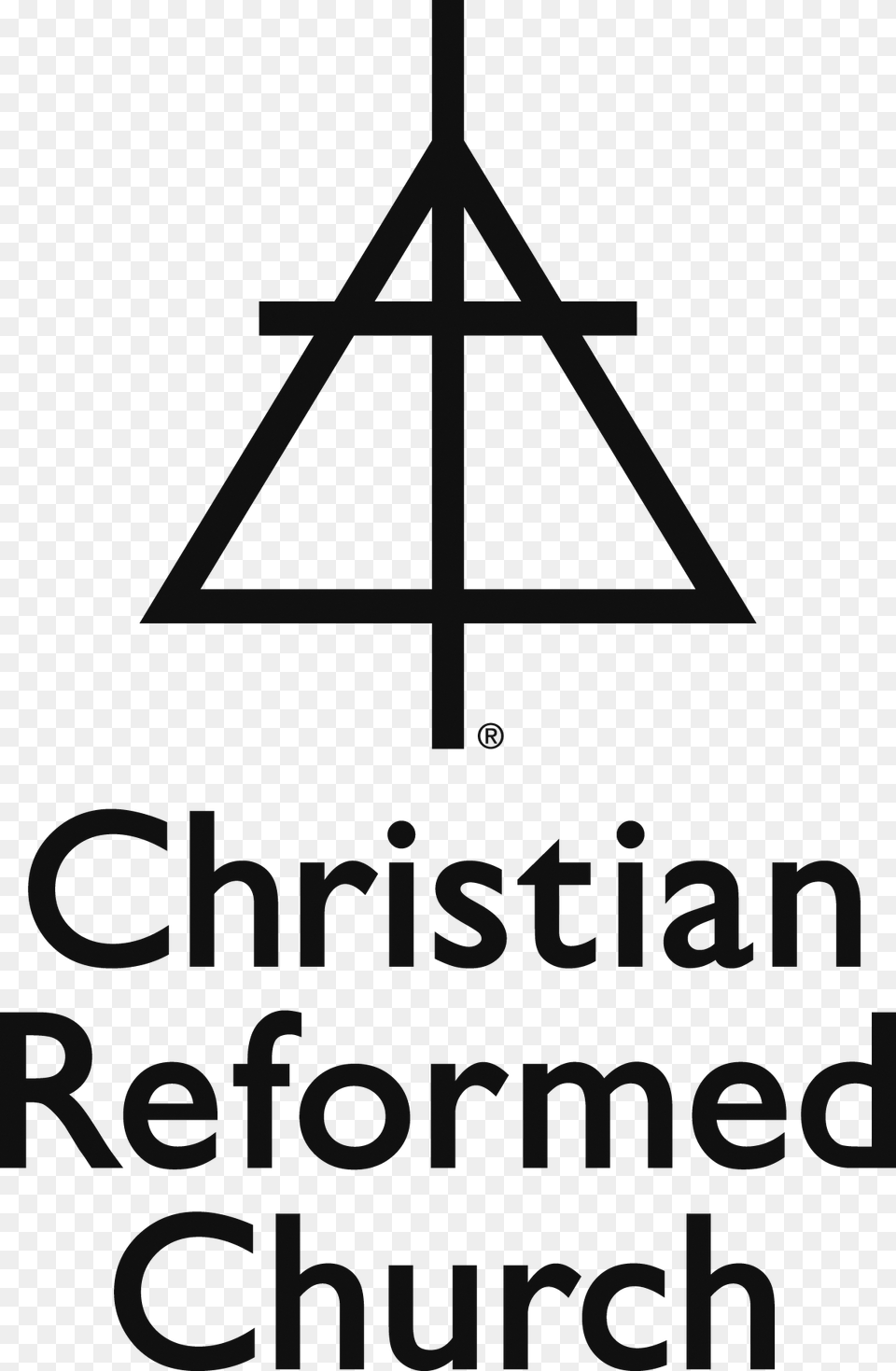 Logo Black Reformed Church Symbol, Triangle, Cross, Text Png Image