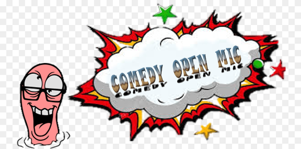 Logo Comedy Open Mic Clipart Full Size Clipart Comic Cloud, Face, Head, Person, Accessories Free Png Download