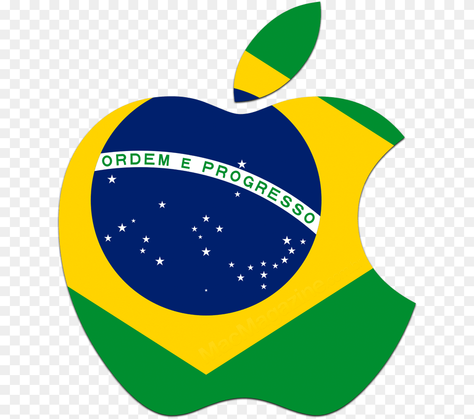 Logo Da Apple Com A Bandeira Do Brasil Brazil Flag, Cap, Clothing, Hat Free Png