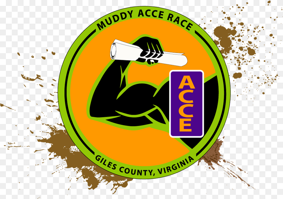 Logo For Muddy Acce Race With Mud Splatter Behind Graphic Design, Sticker Free Transparent Png