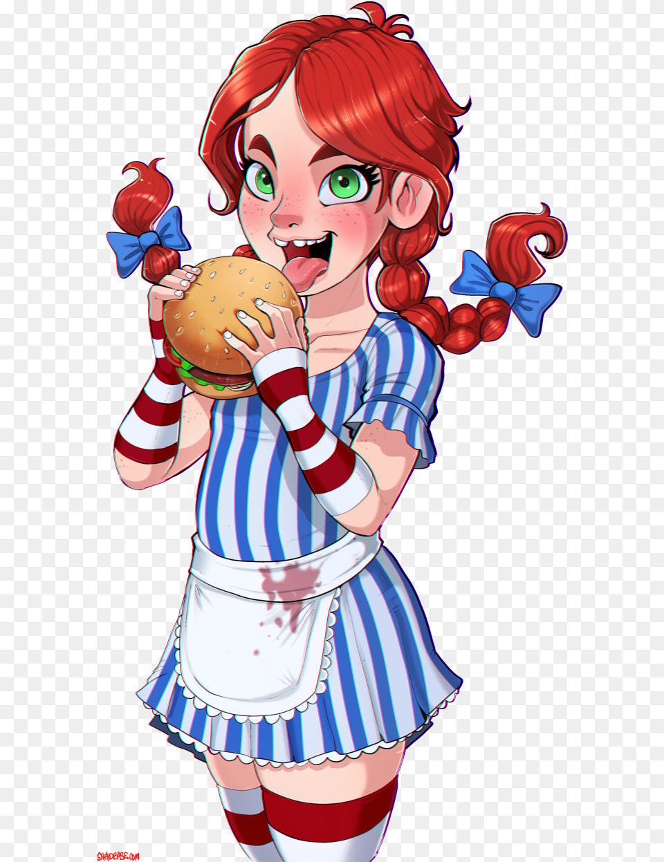 Logo Hamburger Fast Food Cartoon Anime Shadbase Wendys, Baby, Book, Comics, Person Free Transparent Png
