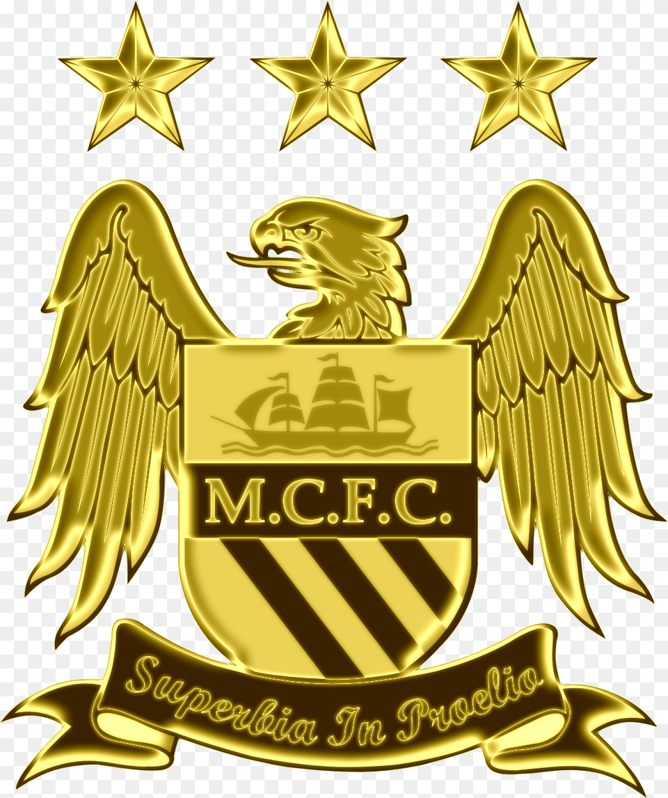 Logo Manchester City In Pes Pictures Manchester City Gold Logo, Badge, Symbol, Emblem, Person Free Png Download