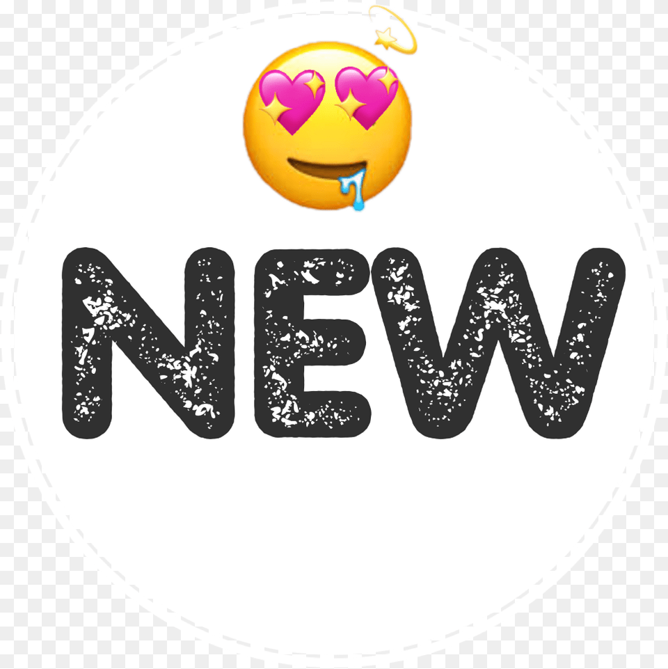 Logo New Emoji Sticker Hearts Drooling Glitter Black Circle, Text Free Transparent Png