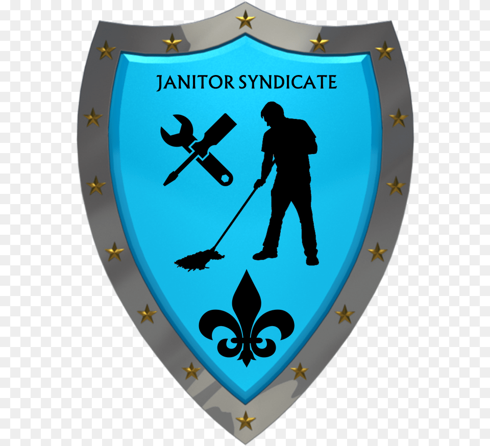 Logo Of Janitor Syndicate Shield Render, Adult, Armor, Male, Man Free Transparent Png