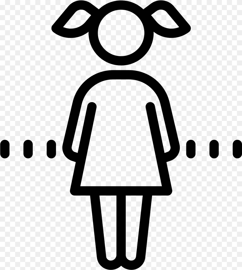 Logo Of The Girl Consists Of A Stick Figure With Two Female Toilet Sign Outline, Gray Png