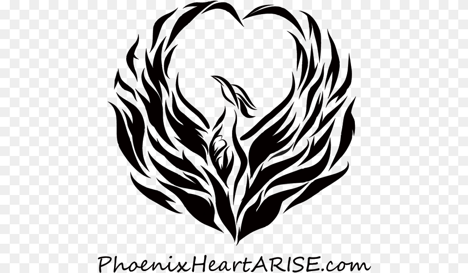 Logo Phoenix Heart In Heart 44 Transparent Background Black And White Phoenix Bird, Person Png Image