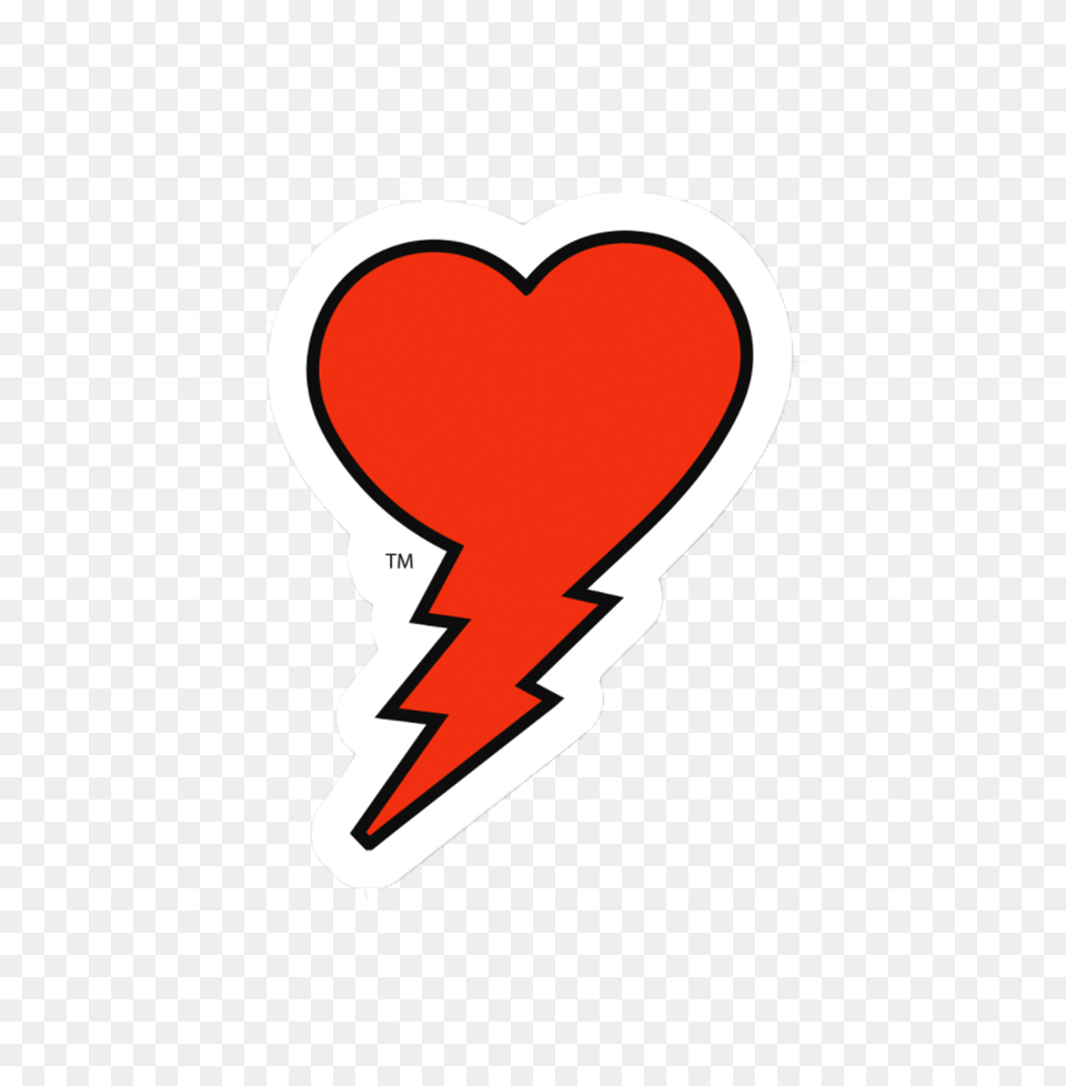 Logo Sticker With Beautiful Red Heart Symbol And Lightning, Dynamite, Weapon Free Png Download