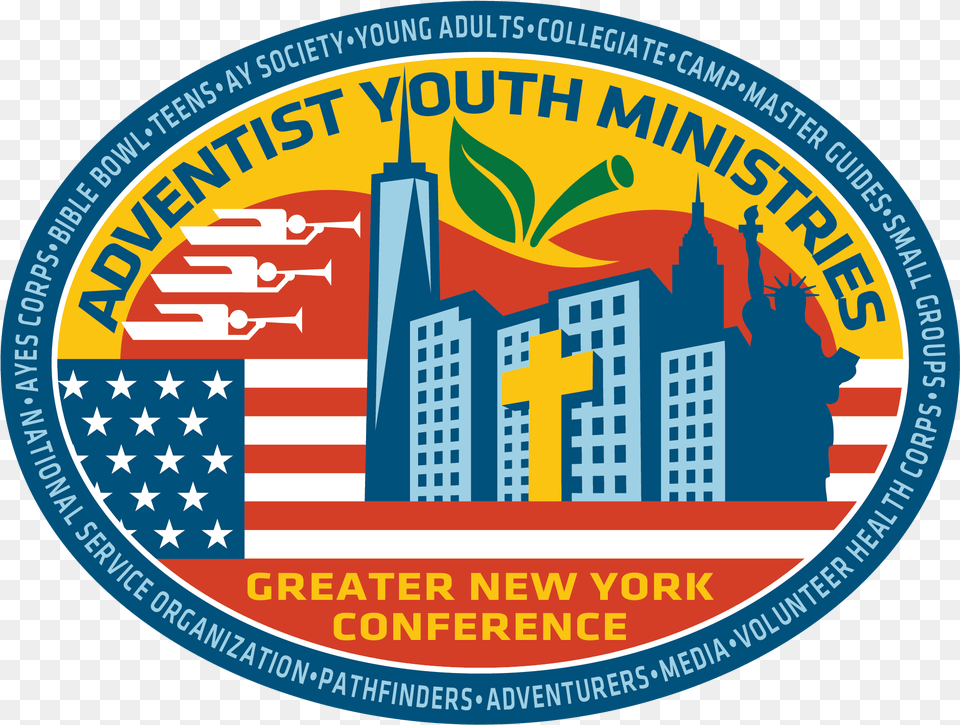 Logos Adventist Youth Ministries Greater New York Conference Greater New York Conference, Logo, City, Emblem, Symbol Free Png