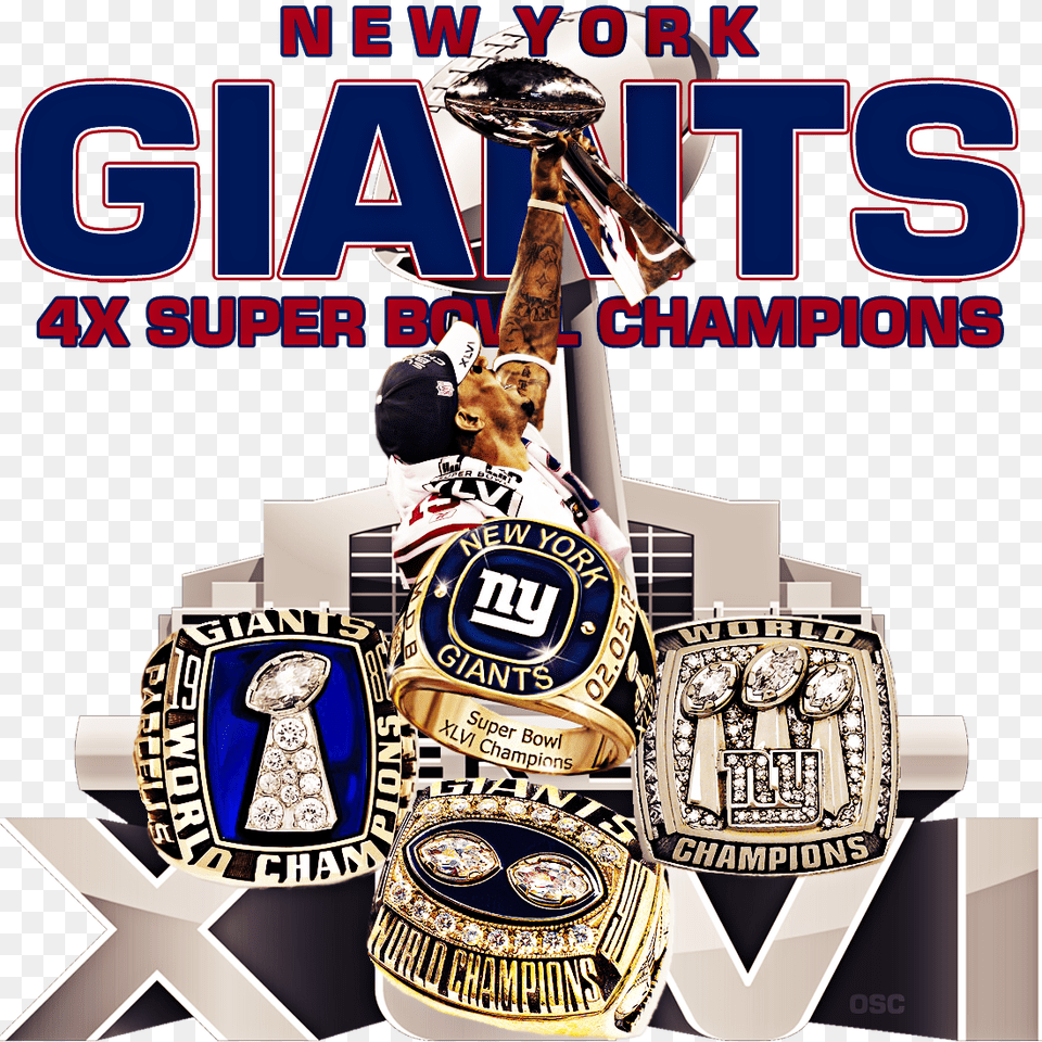 Logos And Uniforms Of The New York Giants, Advertisement, People, Person, Poster Free Png Download