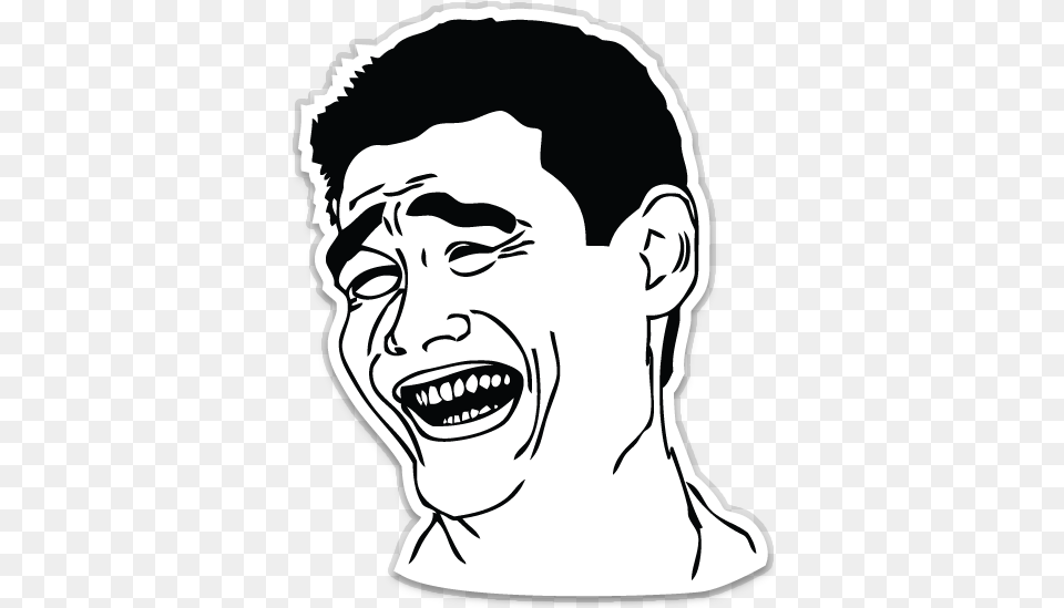 Lol Haha Or Emoji Asian Troll Face, Stencil, Adult, Male, Man Png Image