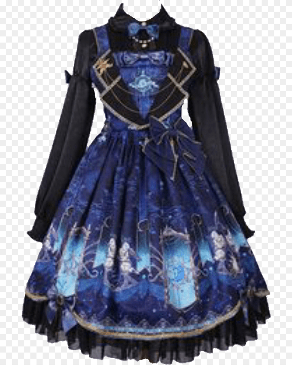 Lolita Dress Cute Moodboard Black Blue Galaxy Galaxy Lolita Dress, Person, Gown, Formal Wear, Velvet Free Png