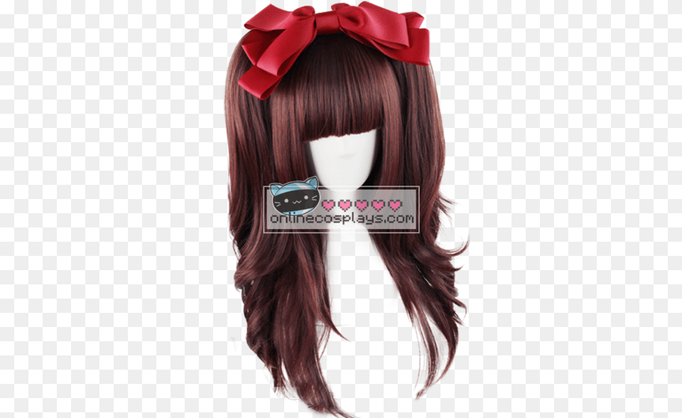 Lolita Red Brown Mixed Double Pony Tail Straight Wig, Adult, Female, Person, Woman Free Png