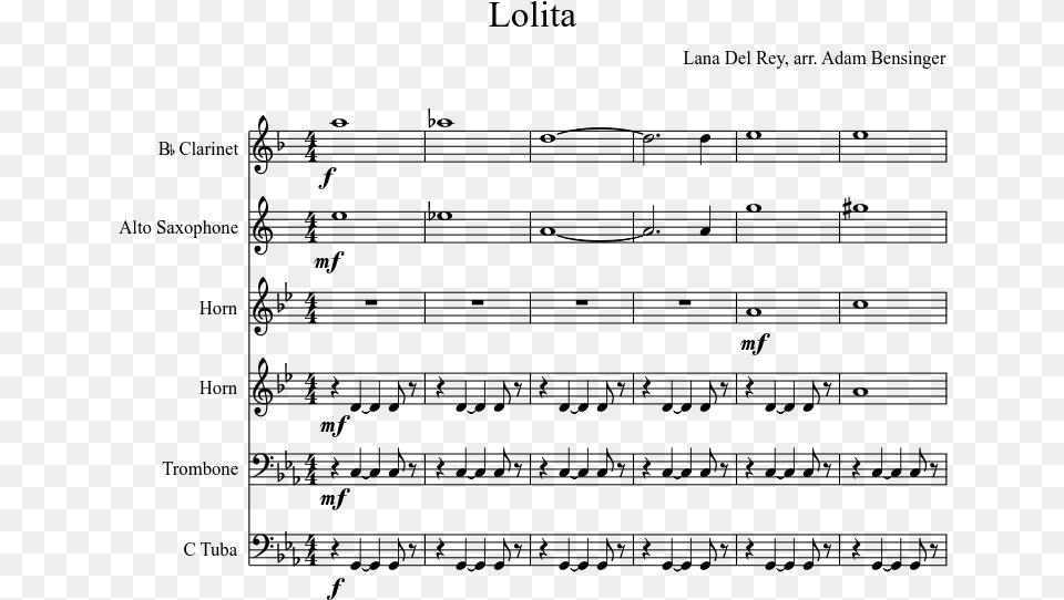 Lolita Sheet Music Composed By Lana Del Rey Arr Hymnsong Of Philip Bliss Saxophone Sheet Music, Gray Free Png