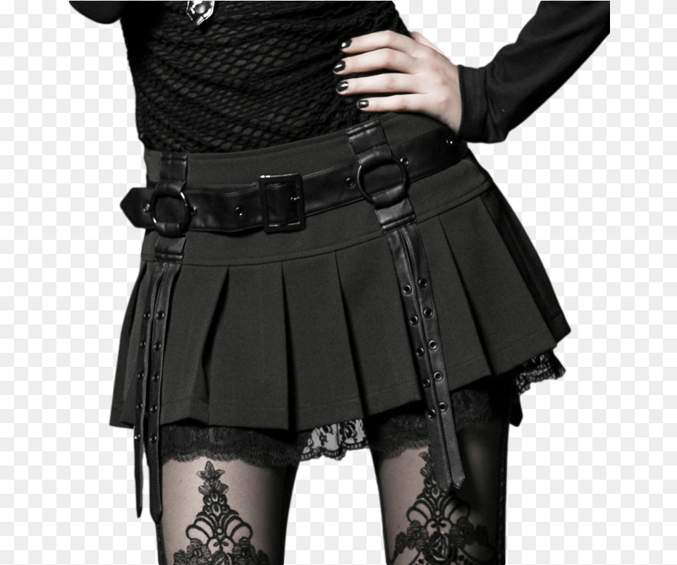 Lolita Womens Mini Skirt Black Green Short Gothic Black Skirt, Clothing, Adult, Female, Person Free Transparent Png