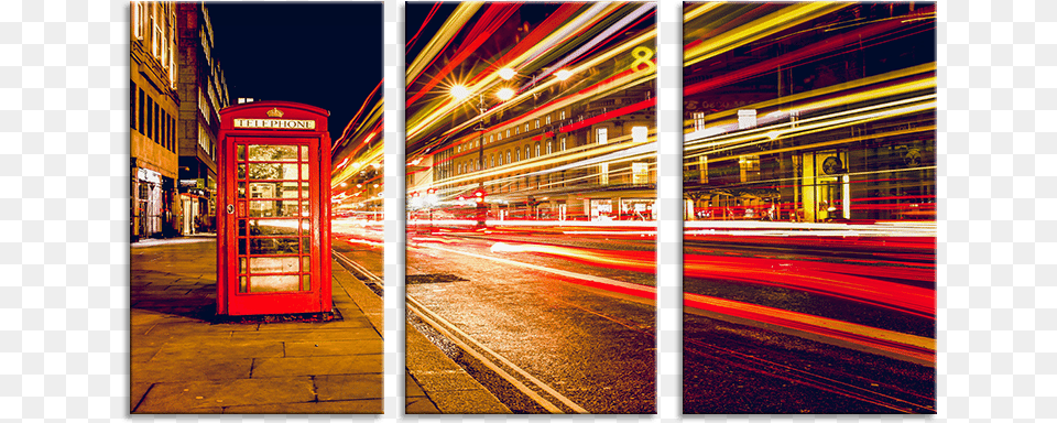 London 3 Panel Canvas Wall Art Light Trails London, City, Road, Street, Urban Free Png Download