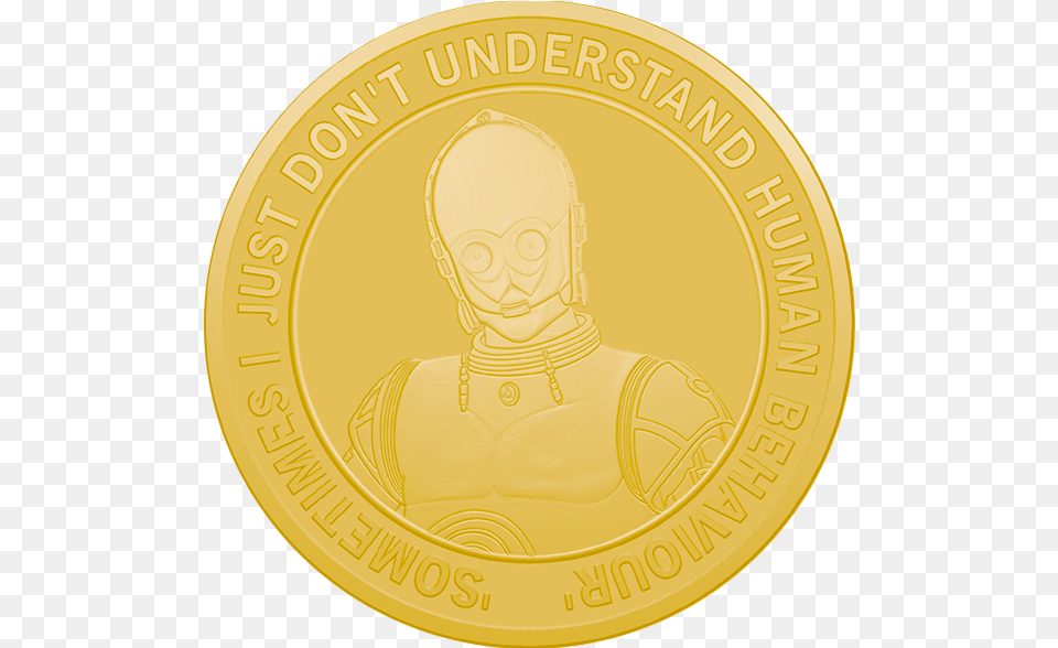 London Madame Tussauds Star Wars C3po National Tokens Herb Siewierza, Gold, Baby, Person, Face Free Png