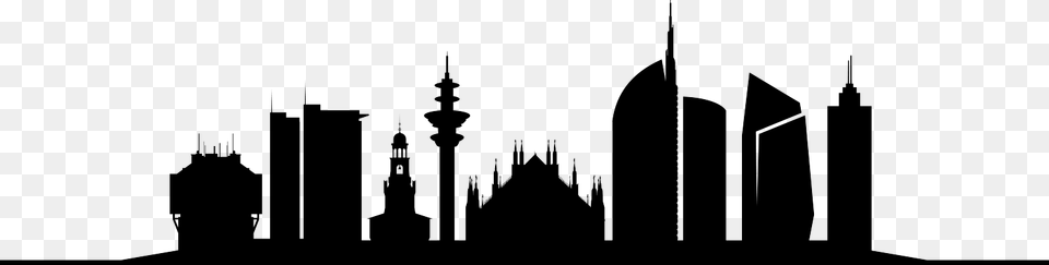 London Paris New York Milan Milan Skyline Silhouette, Gray Free Png Download