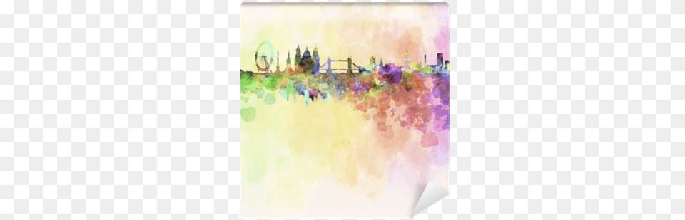 London Skyline In Watercolor Background Wall Mural Watercolor London, Purple, Art, Painting Png