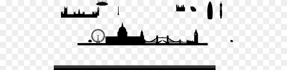 London Skyline Isolated Clip Art, Silhouette Png