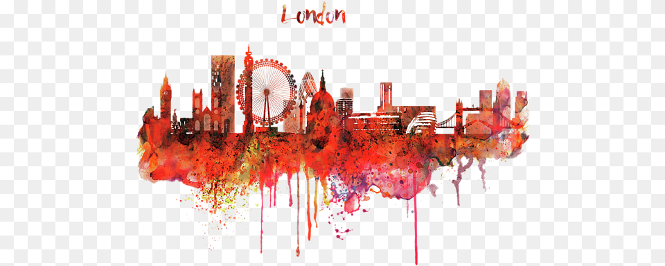 London Skyline Watercolor, Art, Graphics, Collage, Chandelier Free Png Download