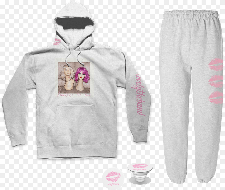 Loneliness For Love White Hoodie U0026 Sweatpants Shop The Long Sleeve, Clothing, Sweater, Knitwear, Sweatshirt Free Transparent Png