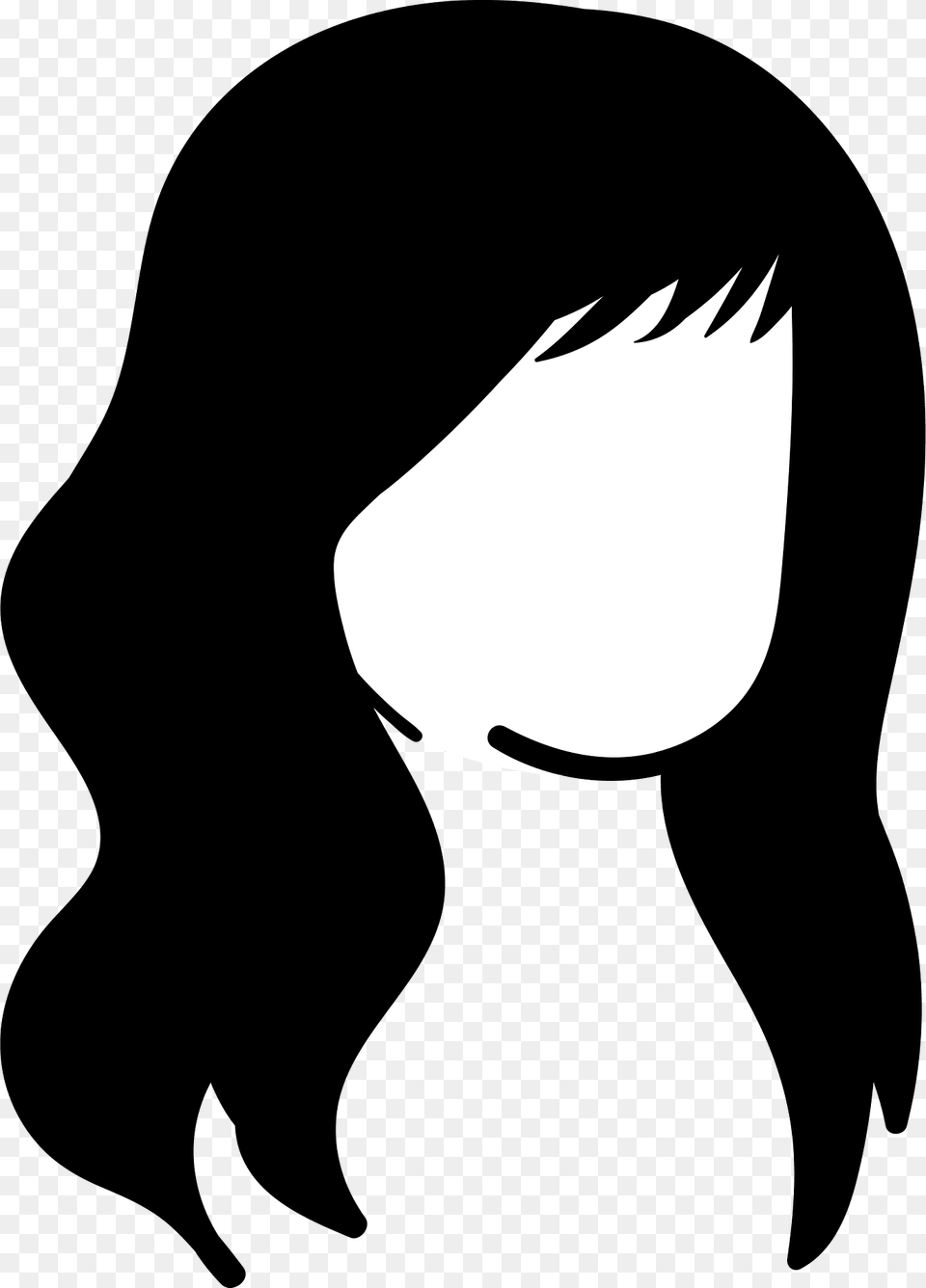 Long Bangs Hair Style Clipart, Silhouette, Stencil, Adult, Female Free Transparent Png