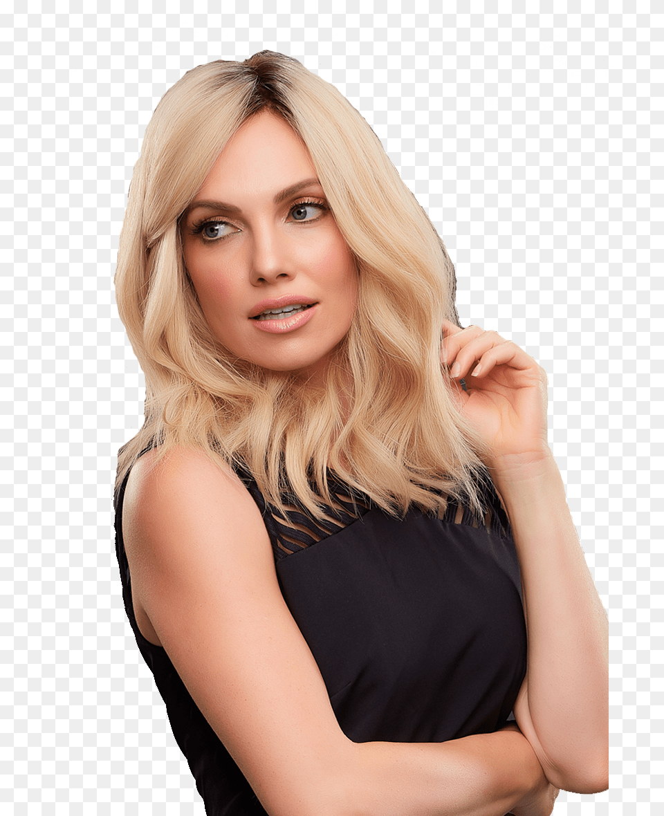 Long Blonde Side Part Women Margot By Jon Renau Remy Human Hair Lace Front, Adult, Portrait, Photography, Person Free Png
