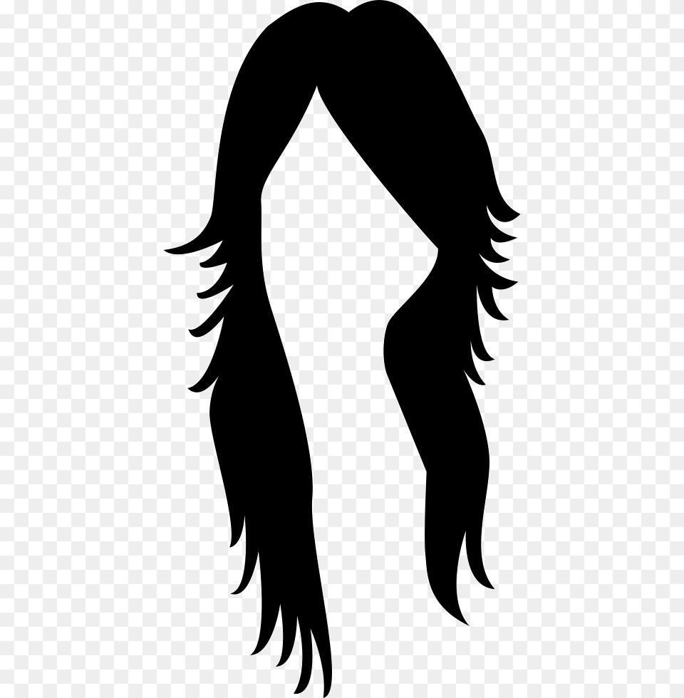 Long Dark Female Hair Shape Long Hair Cartoon, Silhouette, Stencil, Adult, Person Free Png