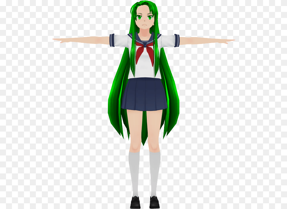 Long Hair Midori Yandere Simulator Long Hair, Cape, Clothing, Costume, Person Free Png