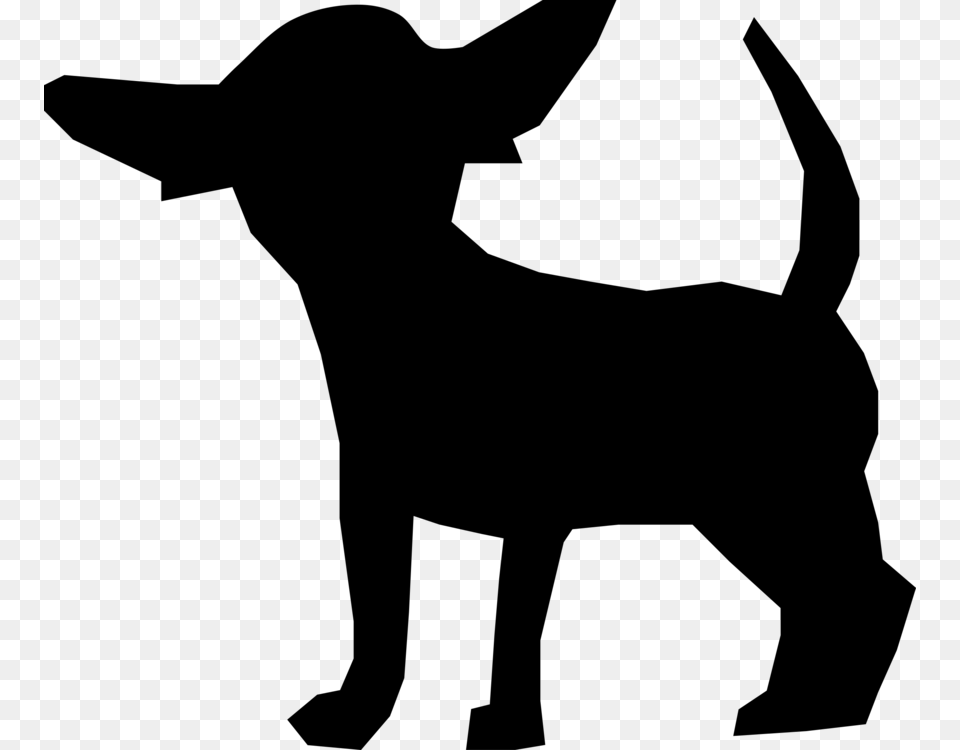 Long Haired Chihuahua Puppy Silhouette Pet, Gray Png Image