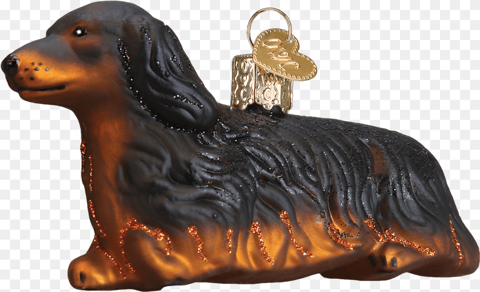 Long Haired Dachshund Dog Old World Glass Ornament Dachshund, Bronze, Accessories, Bag, Handbag Png
