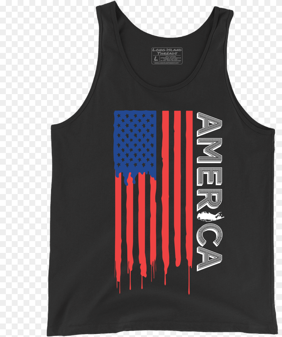 Long Island X America Dripping Paint Tank Top Black Active Tank, Clothing, Tank Top, Vest Png