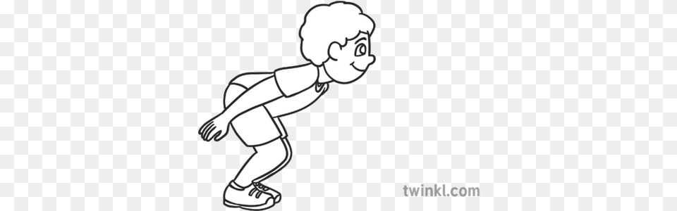 Long Jump Prepare To Person Child Boy Family Pe Fitness Blackberry Fruit Black And White, Stencil, Baby Free Png