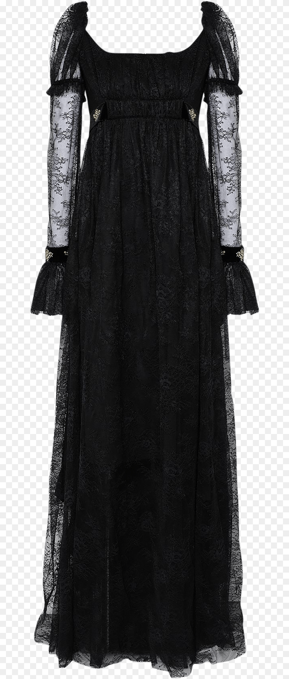 Long Lace Dress With Velvet Inserts Gown, Clothing, Sleeve, Long Sleeve, Evening Dress Png