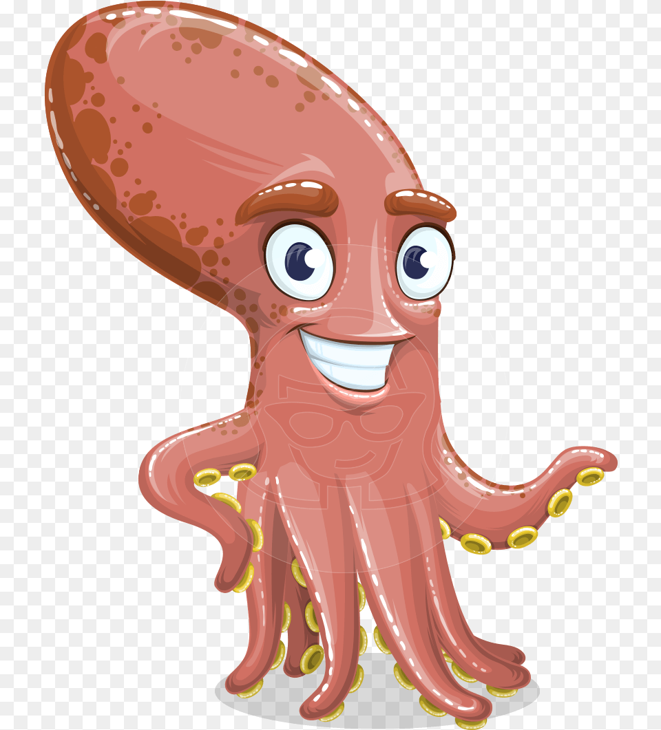 Long Octopus Cartoon, Animal, Sea Life, Invertebrate, Food Png