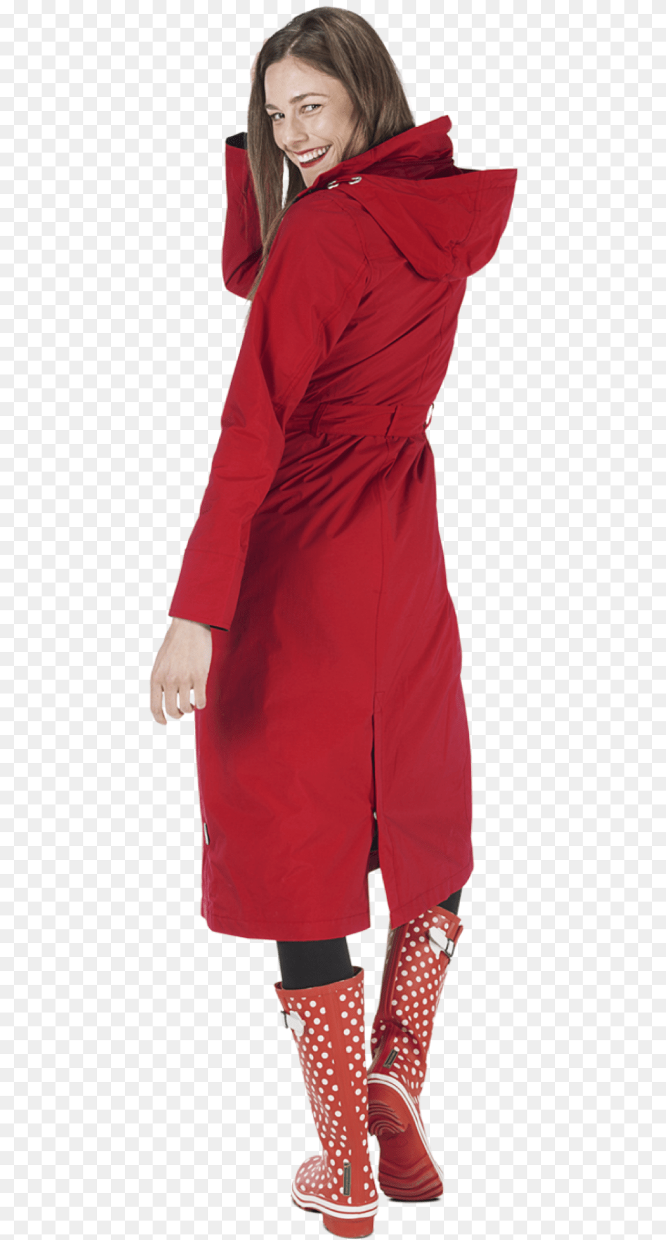 Long Raincoat Rosa Redblack Happy Rainy Days Rosa, Clothing, Coat, Footwear, Shoe Png Image
