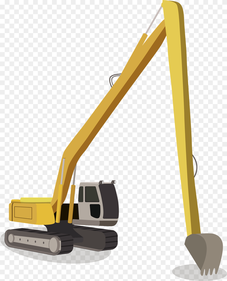 Long Reach Excavator Clipart, Construction, Construction Crane, Bulldozer, Machine Png