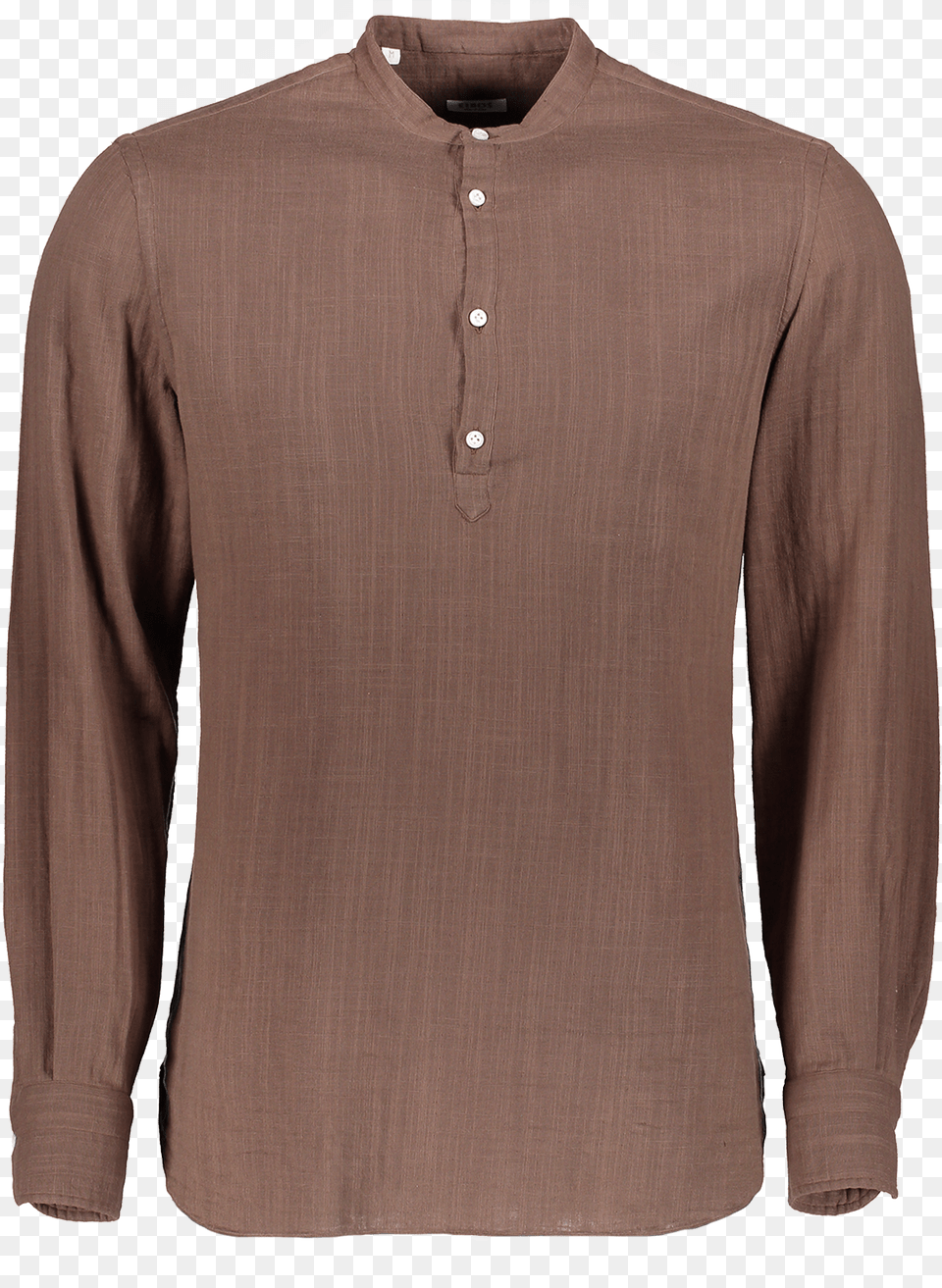 Long Sleeve Band Collar Woven Brown Long Sleeved T Shirt, Blouse, Clothing, Home Decor, Linen Free Png Download