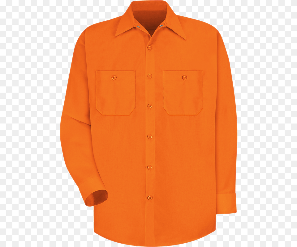 Long Sleeve Enhanced Visibility Work Shirt Orange Long Sleeve Button Shirts Mens, Clothing, Long Sleeve, Dress Shirt Free Transparent Png