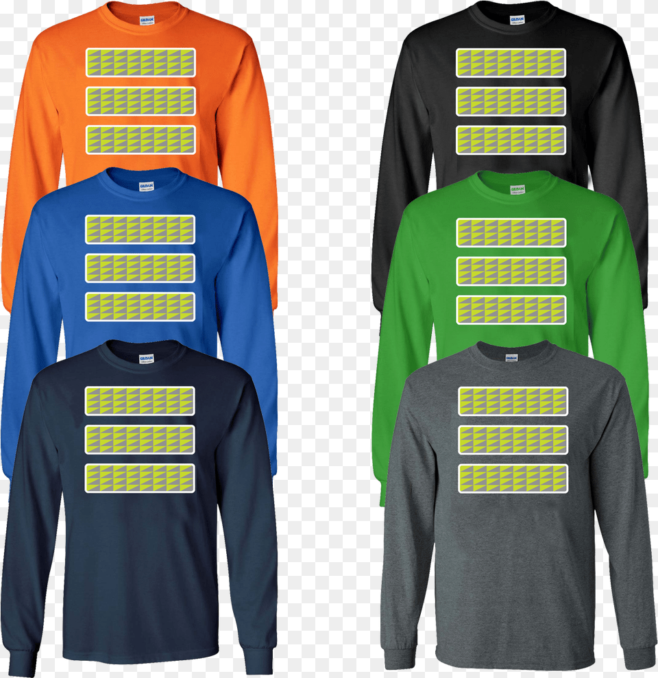 Long Sleeve T Shirt Safety Stripes Yellow Grey Triangle Sweater, Clothing, Long Sleeve, T-shirt, Adult Free Png Download