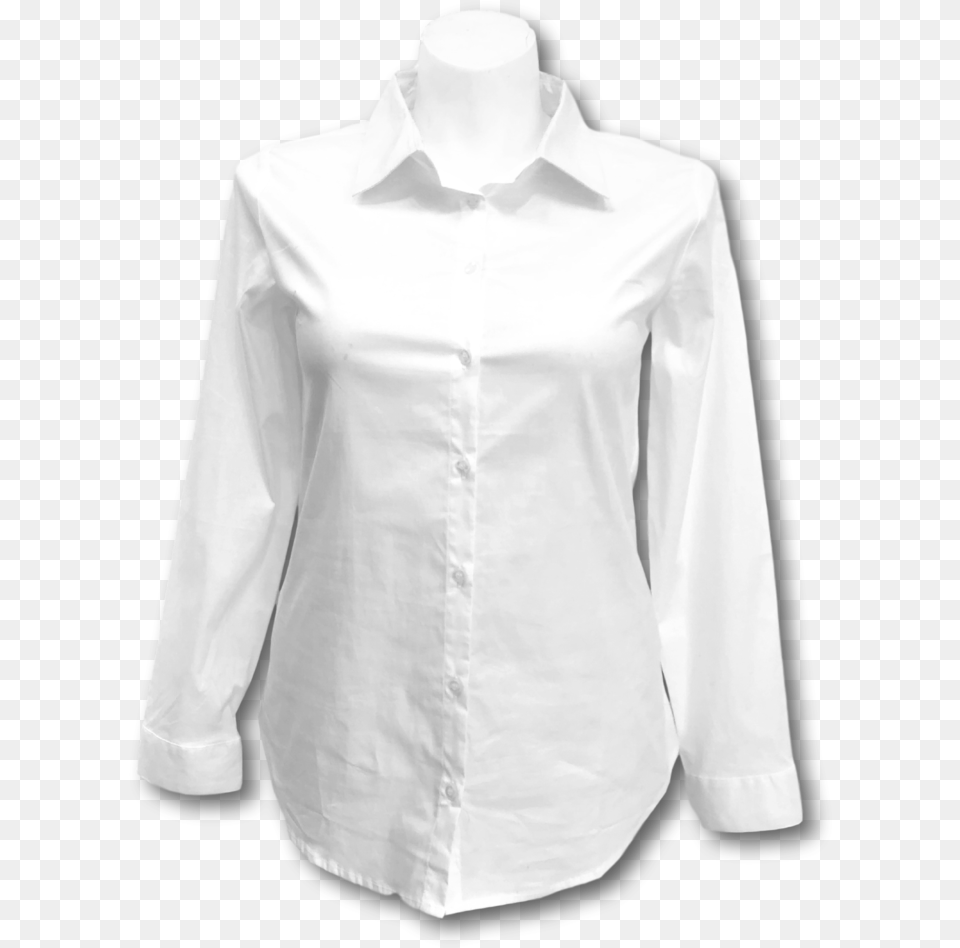 Long Sleeved Stretch Button Up Blouse In White, Clothing, Dress Shirt, Long Sleeve, Shirt Free Transparent Png