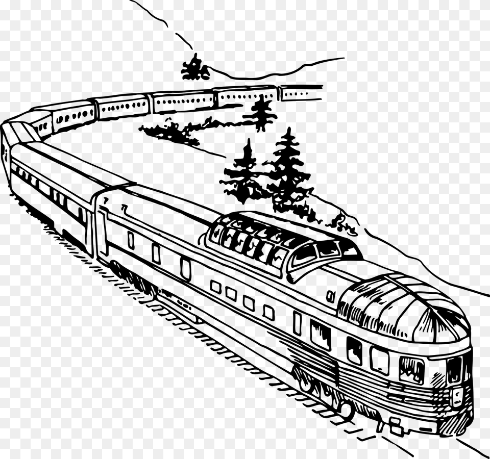 Long Train Black And White Clipart, Gray Free Png Download