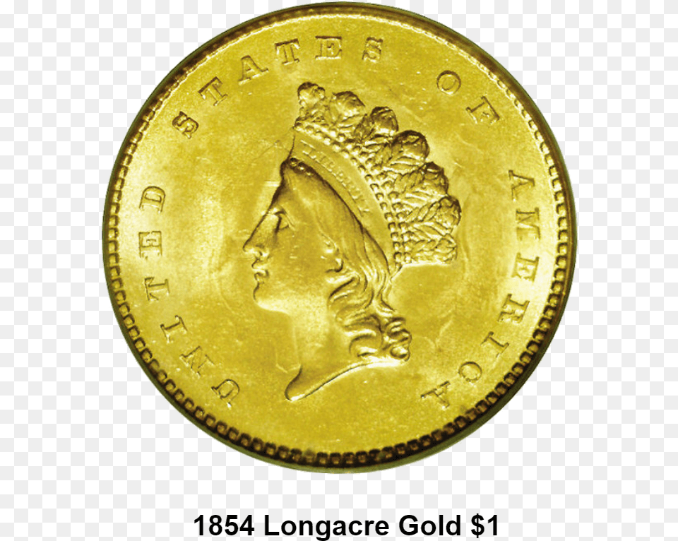 Longacre Gold One Dollar Cash, Coin, Money, Face, Person Free Png