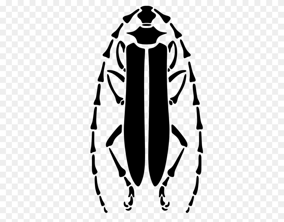 Longhorn Beetle Rubber Stamp Scarabs Paper, Gray Free Png