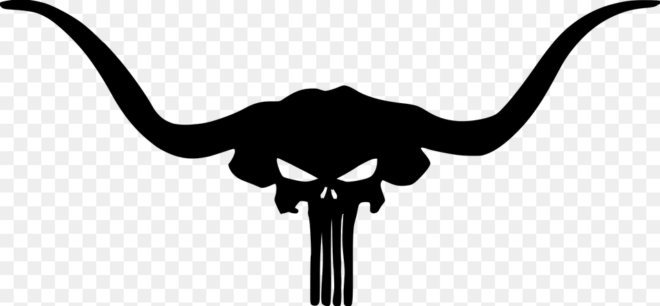Longhorn Punisher File Size Punisher Skull With Longhorn, Gray Free Png Download