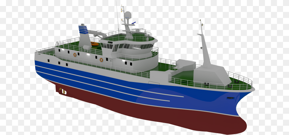 Longliner 48m Render Angle 2 Factory Ship, Transportation, Vehicle, Watercraft, Boat Free Png