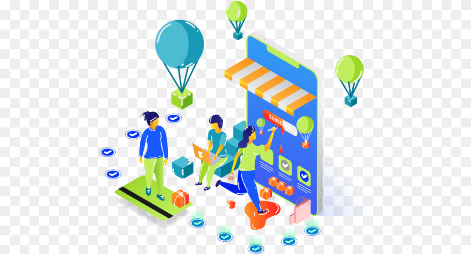 Longpaula Subscribtion Shopping Mobile Online Isometric Hot Air Balloon, Boy, Child, Male, Person Free Transparent Png