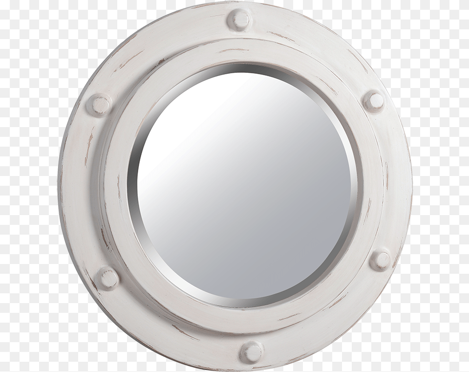 Longshore Tides Round Distressed White Accent Mirror, Window, Machine, Porthole, Wheel Free Png Download
